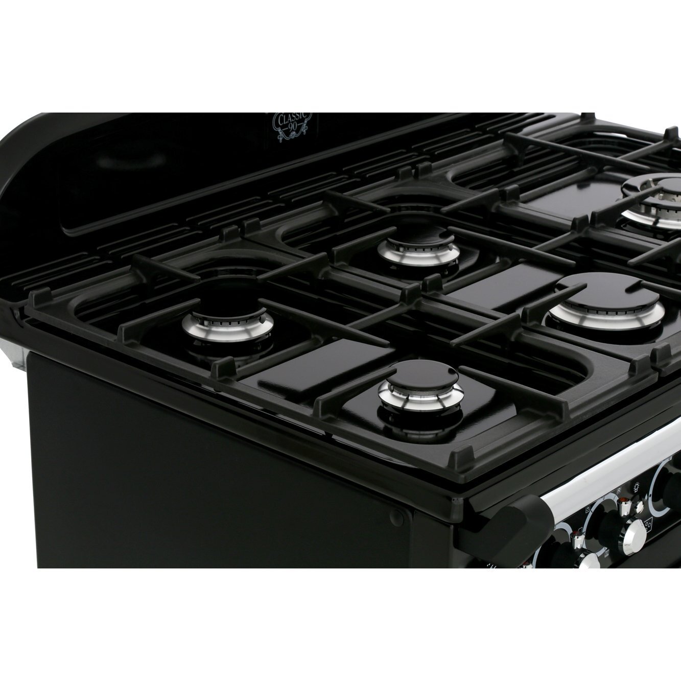 Rangemaster CDL90DFFCB/C 90cm Dual Fuel Range Cooker Classic Deluxe Charcoal Black / Chrome, A Rated