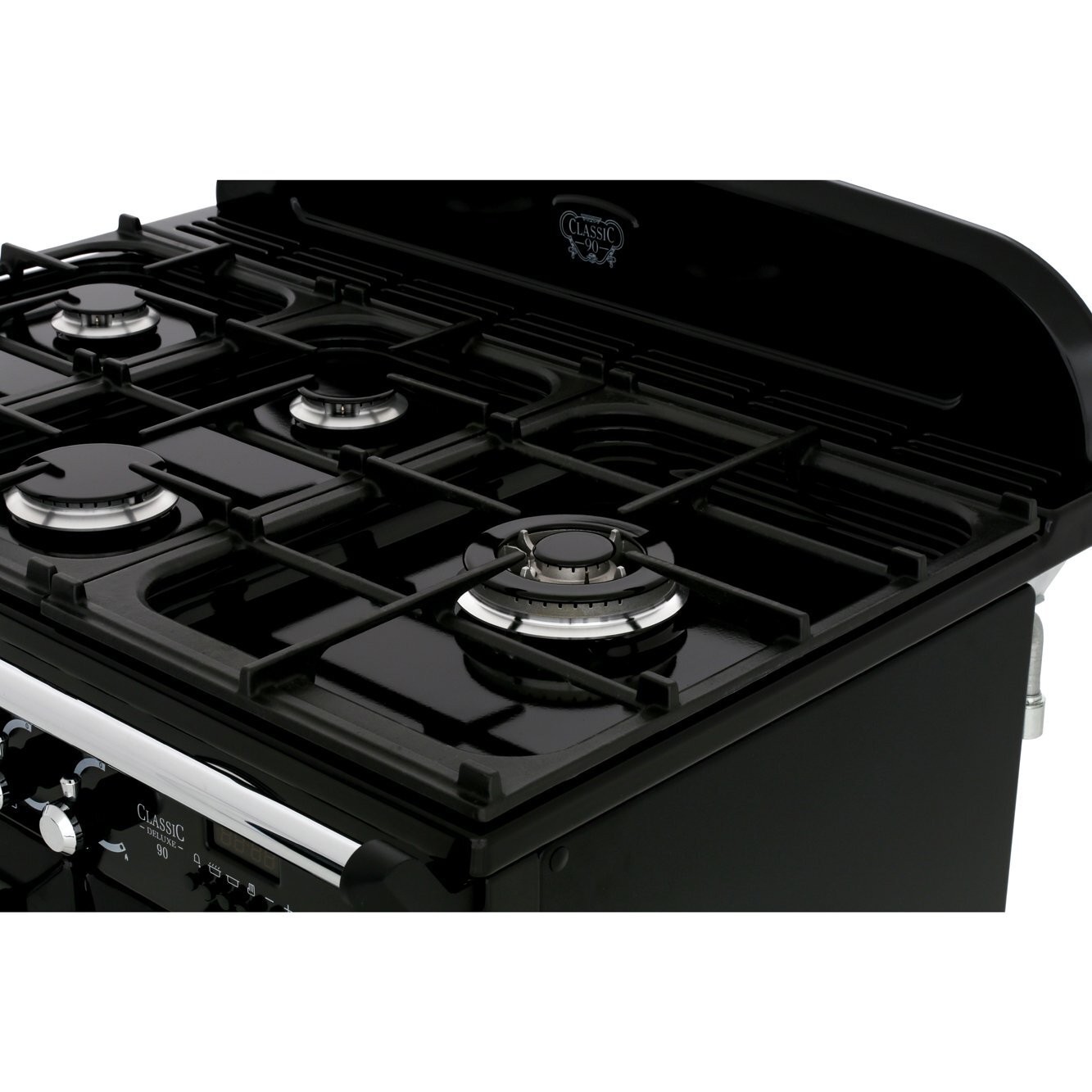 Rangemaster CDL90DFFCB/C 90cm Dual Fuel Range Cooker Classic Deluxe Charcoal Black / Chrome, A Rated