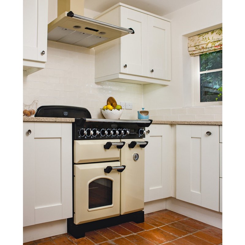 Rangemaster CDL90DFFCB/C 90cm Dual Fuel Range Cooker Classic Deluxe Charcoal Black / Chrome, A Rated