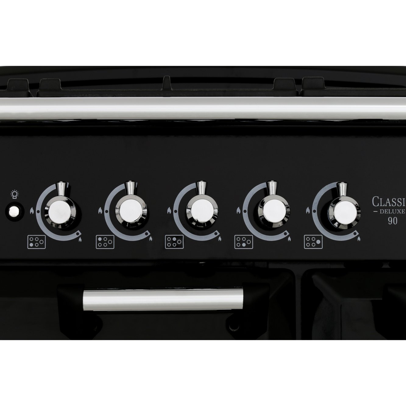 Rangemaster CDL90DFFCB/C 90cm Dual Fuel Range Cooker Classic Deluxe Charcoal Black / Chrome, A Rated