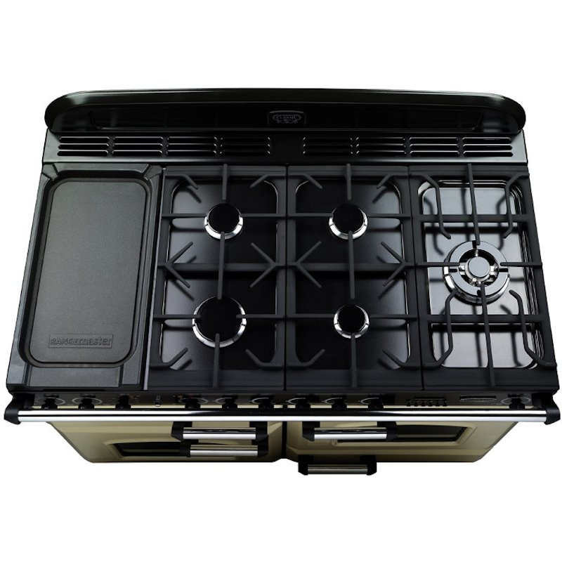 Rangemaster CDL110DFFCB/C 110cm Dual Fuel Range Cooker Classic Deluxe Charcoal Black / Chrome, A Rated