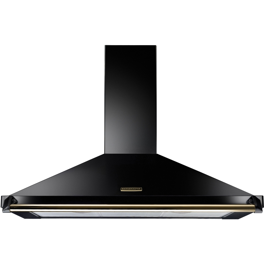 Rangemaster RCLAHDC110BL/B 110cm Chimney Cooker Hood Classic Black / Brass, B Rated