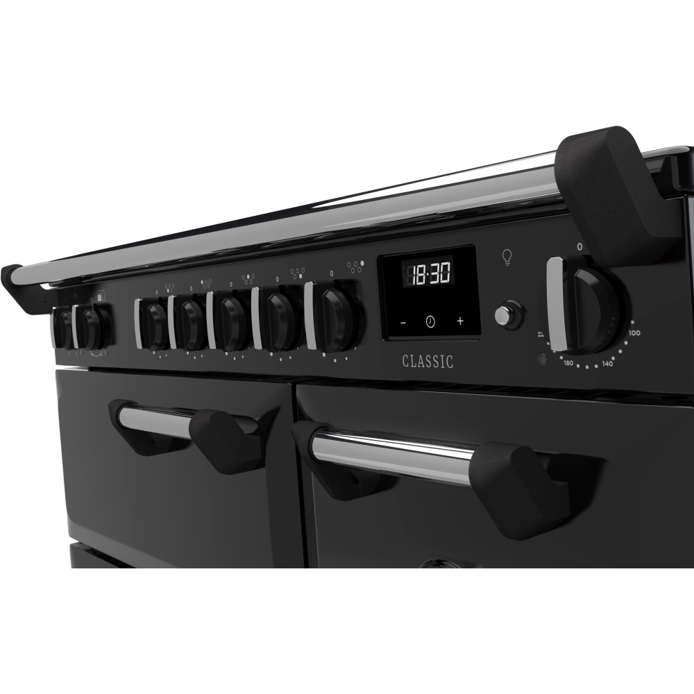 Rangemaster CL90EIPGBL/CM1 90cm Induction Range Cooker Classic Gloss Black / Chrome, A Rated