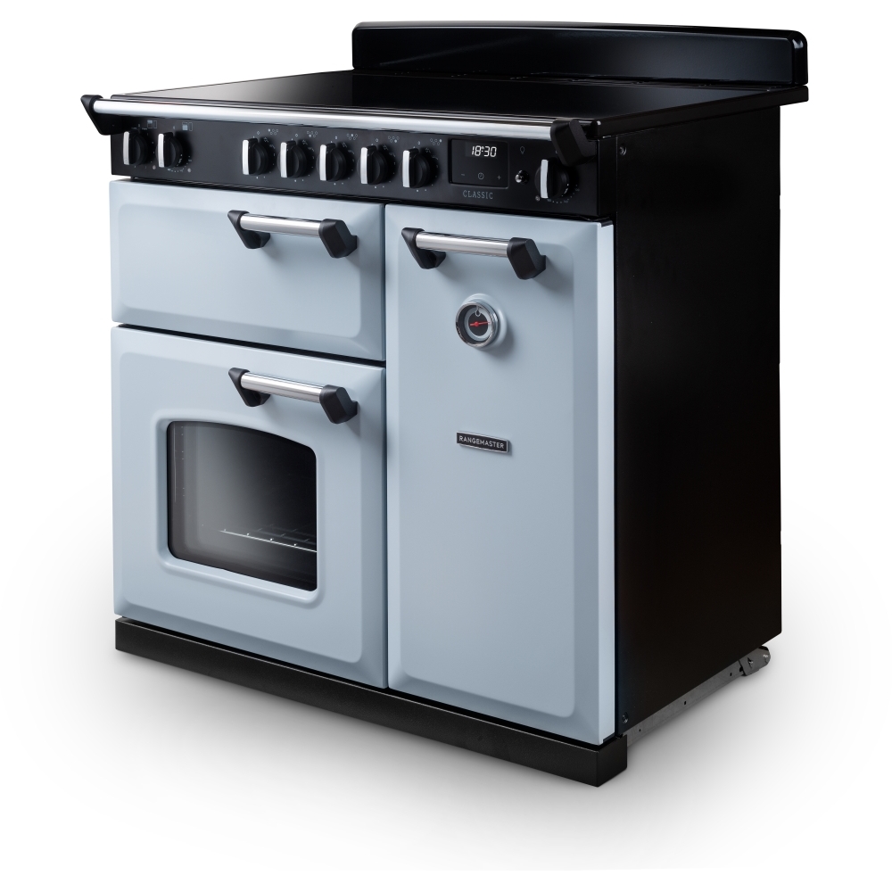 Rangemaster CL90EIPMSB/CM1 90cm Induction Range Cooker Classic Misty Blue / Chrome, A Rated