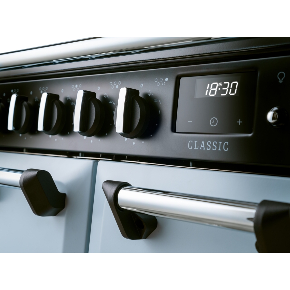 Rangemaster CL90EIPMSB/CM1 90cm Induction Range Cooker Classic Misty Blue / Chrome, A Rated