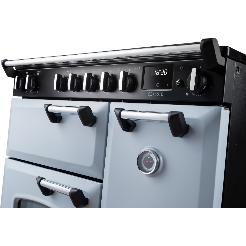 Rangemaster CL90EIPMSB/CM1 90cm Induction Range Cooker Classic Misty Blue / Chrome, A Rated