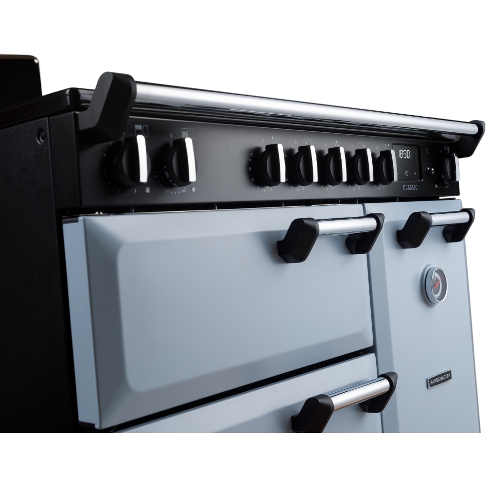 Rangemaster CL90EIPMSB/CM1 90cm Induction Range Cooker Classic Misty Blue / Chrome, A Rated