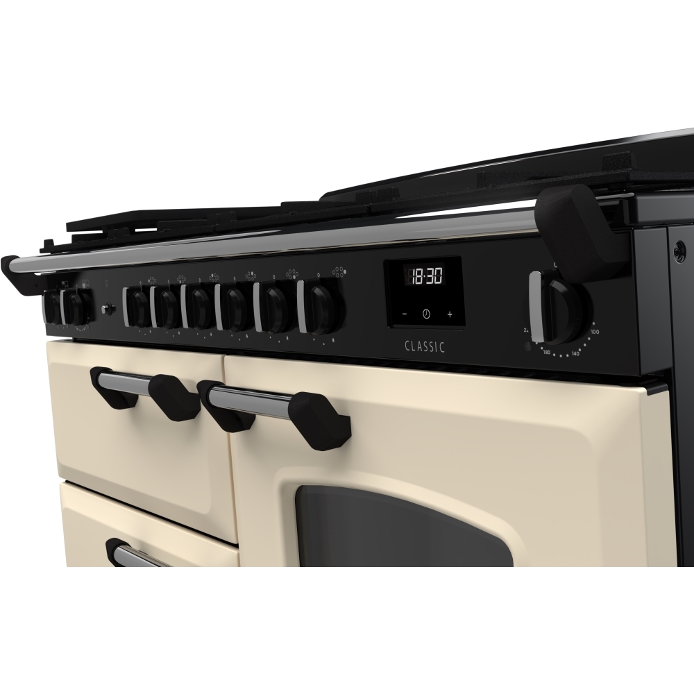 Rangemaster CLO110DFPPCR/CM1 110cm Dual Fuel Range Cooker Classic Pale Cream / Chrome, A Rated