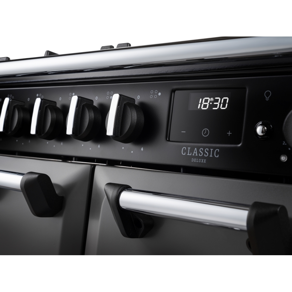 Rangemaster CLDL90DFPSLT/CM1 90cm Dual Fuel Range Cooker Classic Deluxe Slate / Chrome, A Rated