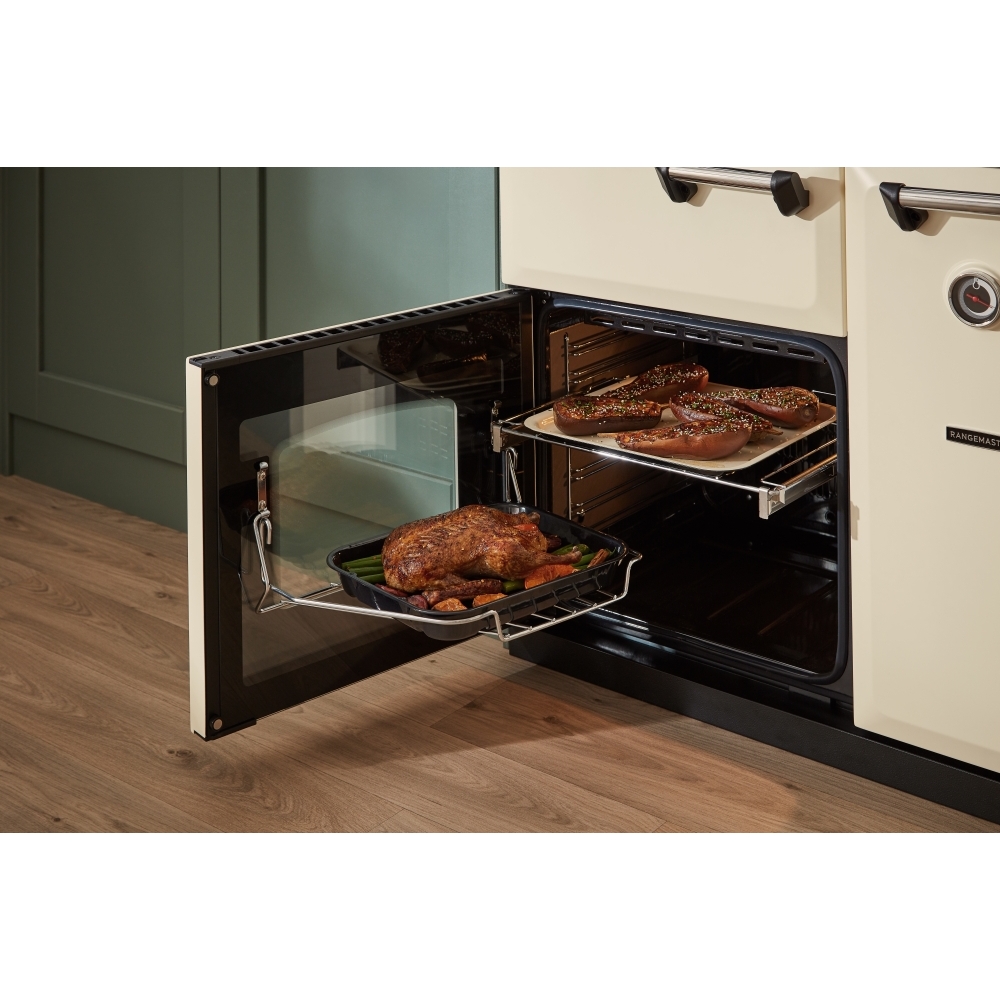 Rangemaster CLDL90DFPPCR/CM1 90cm Dual Fuel Range Cooker Classic Deluxe Pale Cream / Chrome, A Rated