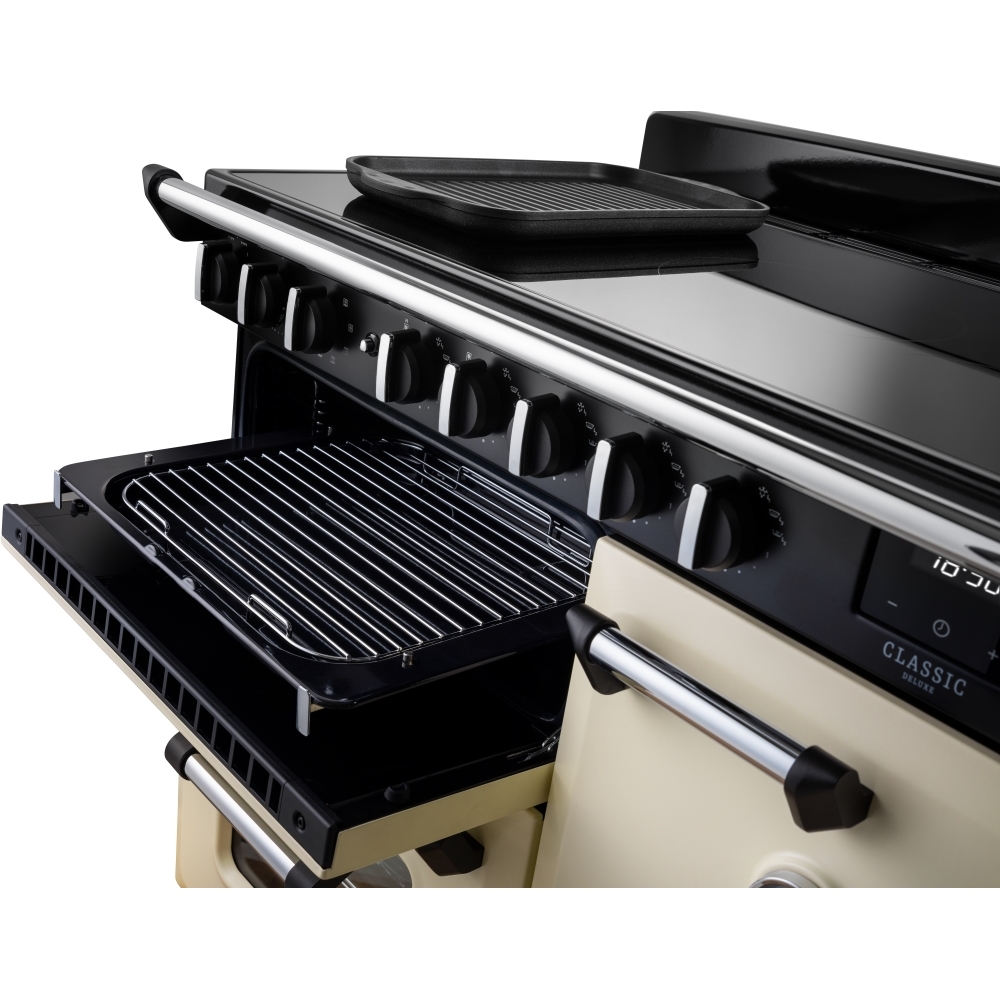 Rangemaster CLDL100EIPPCR/CM1 100cm Induction Range Cooker Classic Deluxe Pale Cream / Chrome, A Rated