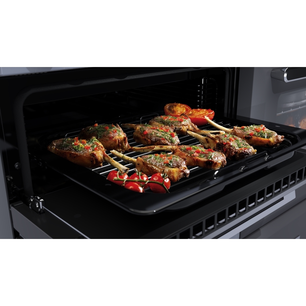 Rangemaster ESDL90DFPSLT/CM1 90cm Dual Fuel Range Cooker Estel Deluxe Slate / Chrome, A Rated