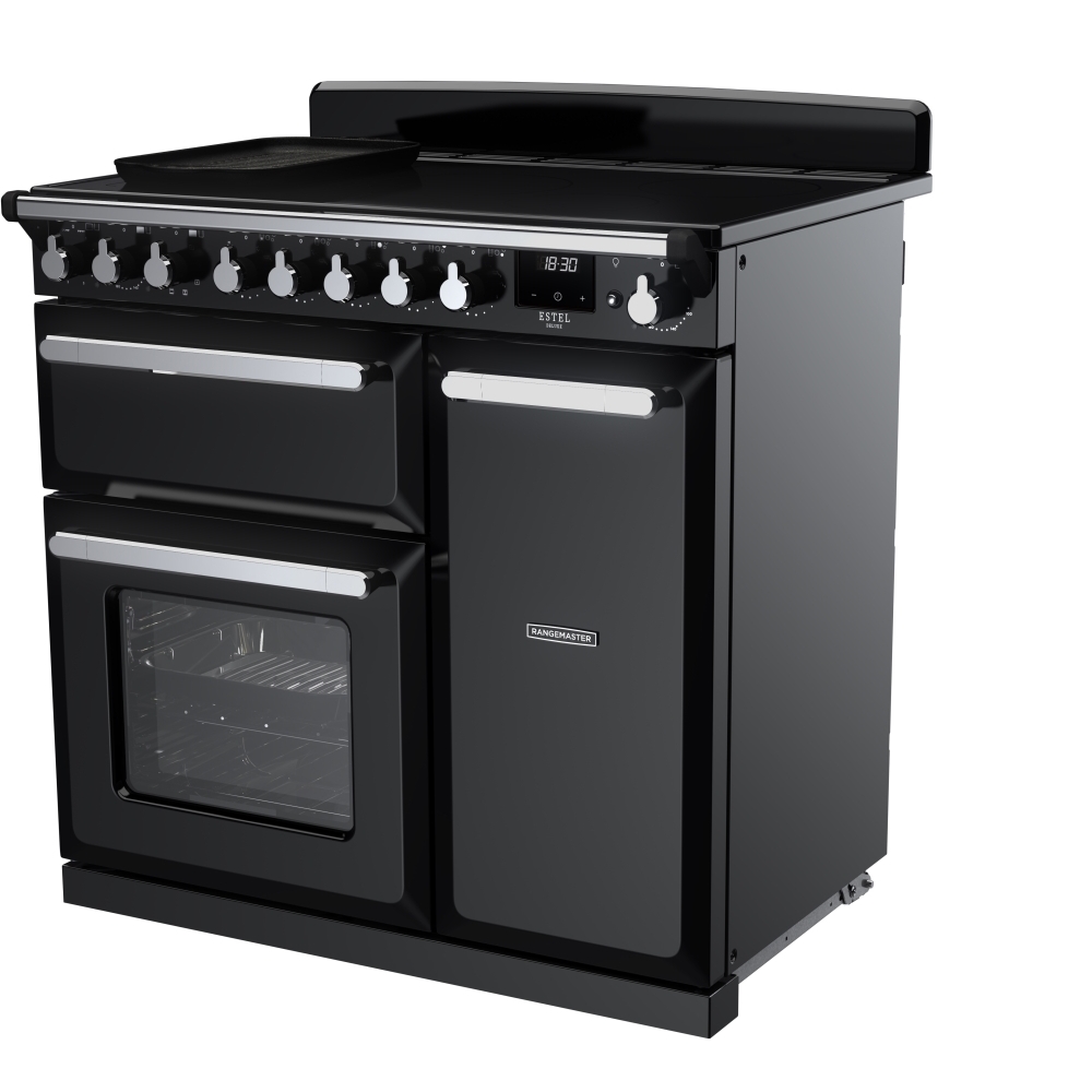 Rangemaster ESDL90EIPGBL/CM1 90cm Induction Range Cooker Estel Deluxe Black / Chrome, A Rated