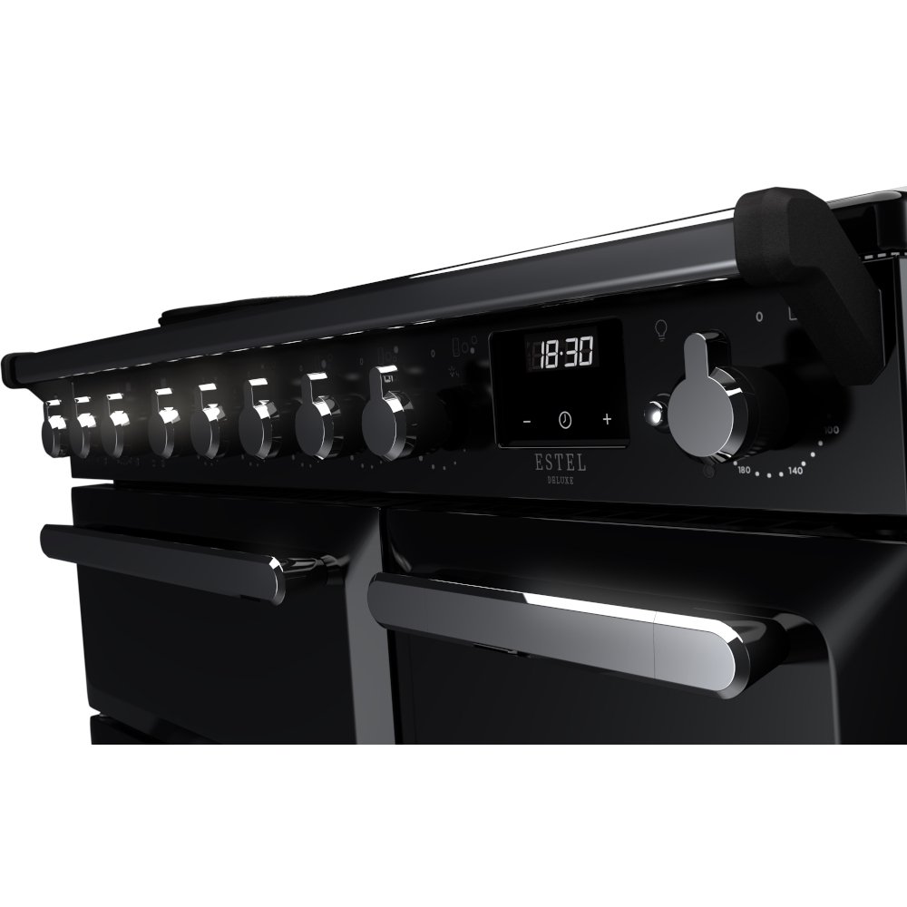 Rangemaster ESDL90EIPGBL/CM1 90cm Induction Range Cooker Estel Deluxe Black / Chrome, A Rated