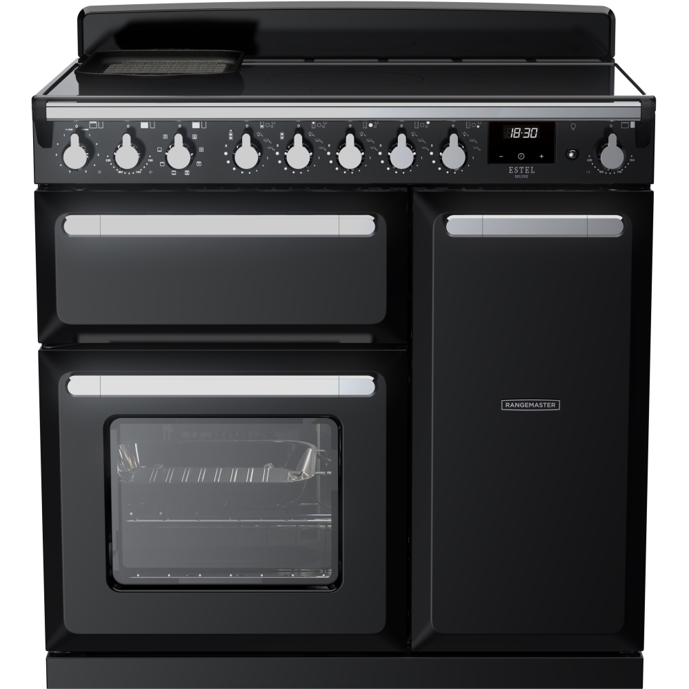 Rangemaster ESDL90EIPGBL/CM1 90cm Induction Range Cooker Estel Deluxe Black / Chrome, A Rated