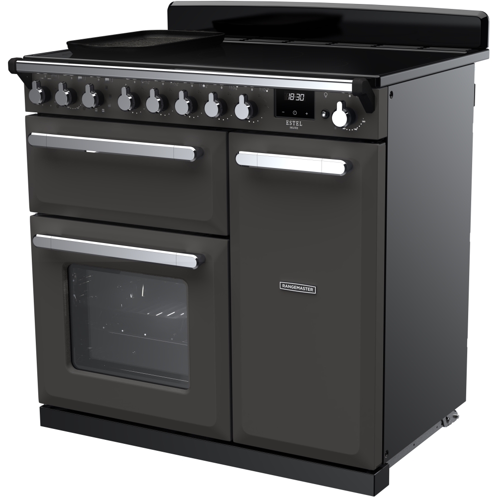 Rangemaster ESDL90EIPSLT/CM1 90cm Induction Range Cooker Estel Deluxe Slate / Chrome, A Rated