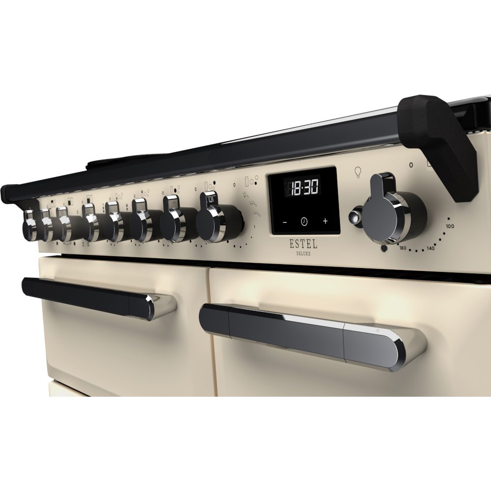 Rangemaster ESDL90EIPPCR/CM1 90cm Induction Range Cooker Estel Deluxe Pale Cream / Chrome, A Rated