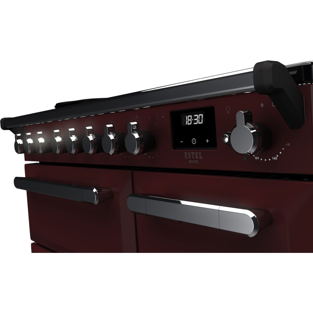 Rangemaster ESDL90EIPBOR/CM1 90cm Induction Range Cooker Estel Deluxe Bordeaux / Chrome, A Rated