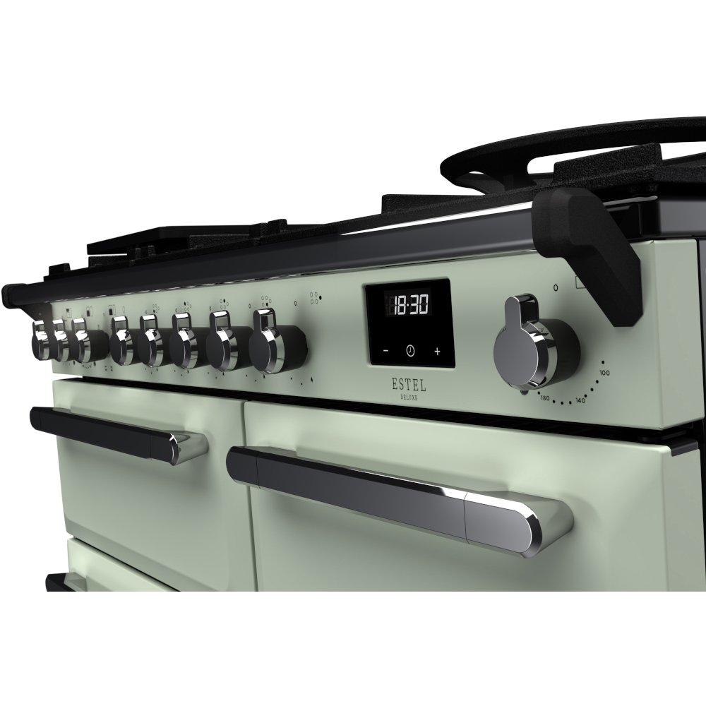 Rangemaster ESDL100DFPMNT/CM1 100cm Dual Fuel Range Cooker Estel Deluxe Mint / Chrome, A Rated