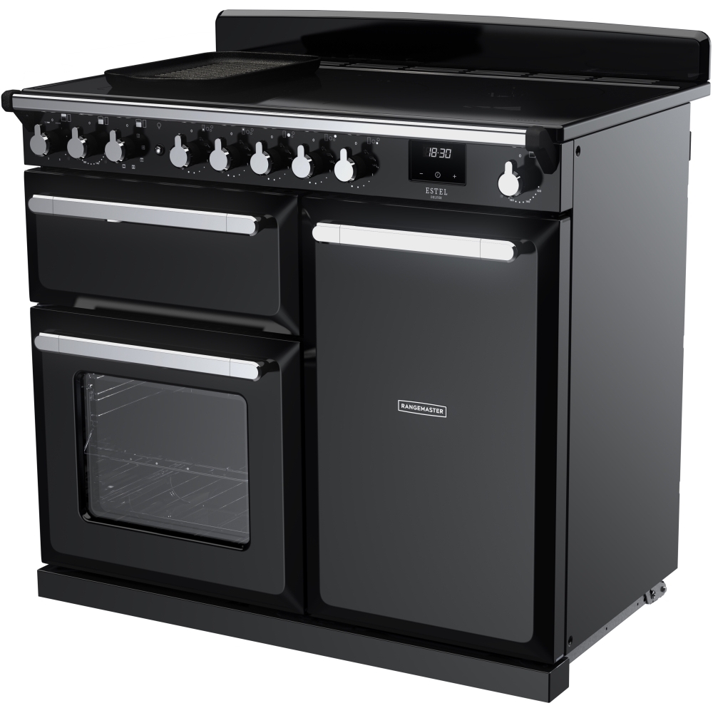 Rangemaster ESDL100EIPGBL/CM1 100cm Induction Range Cooker Estel Deluxe Black / Chrome, A Rated