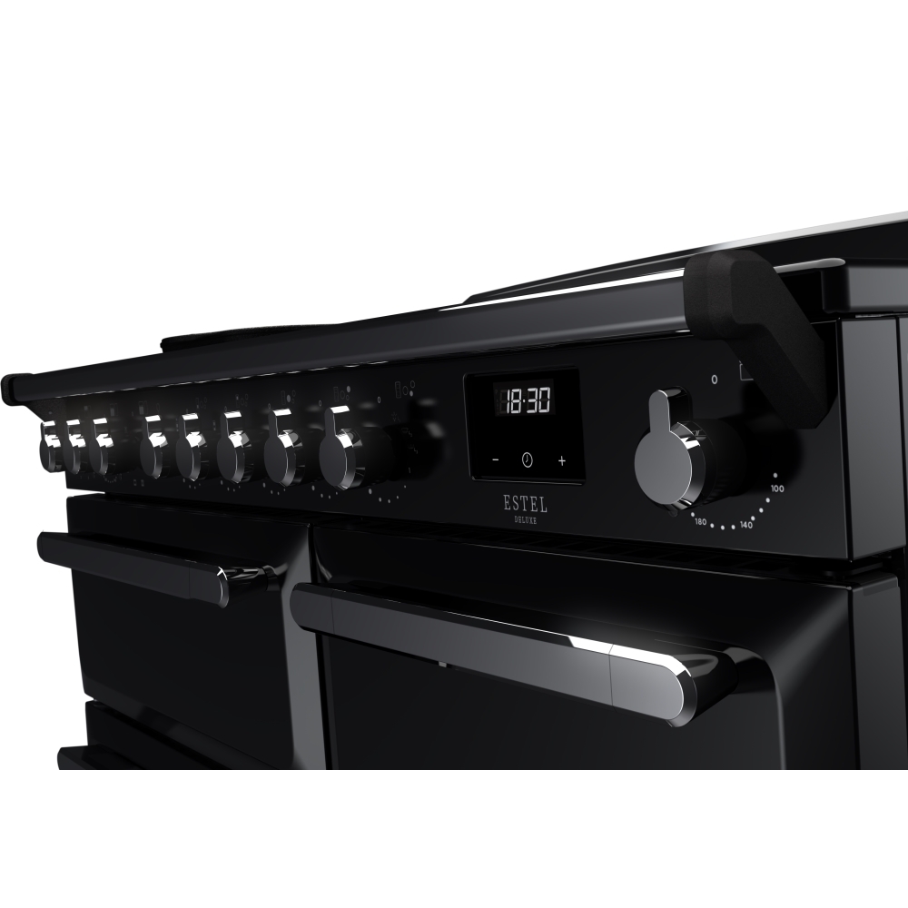 Rangemaster ESDL100EIPGBL/CM1 100cm Induction Range Cooker Estel Deluxe Black / Chrome, A Rated