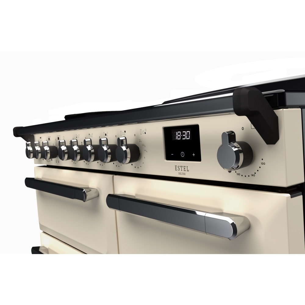 Rangemaster ESDL100EIPPCR/CM1 100cm Induction Range Cooker Estel Deluxe Pale Cream / Chrome, A Rated