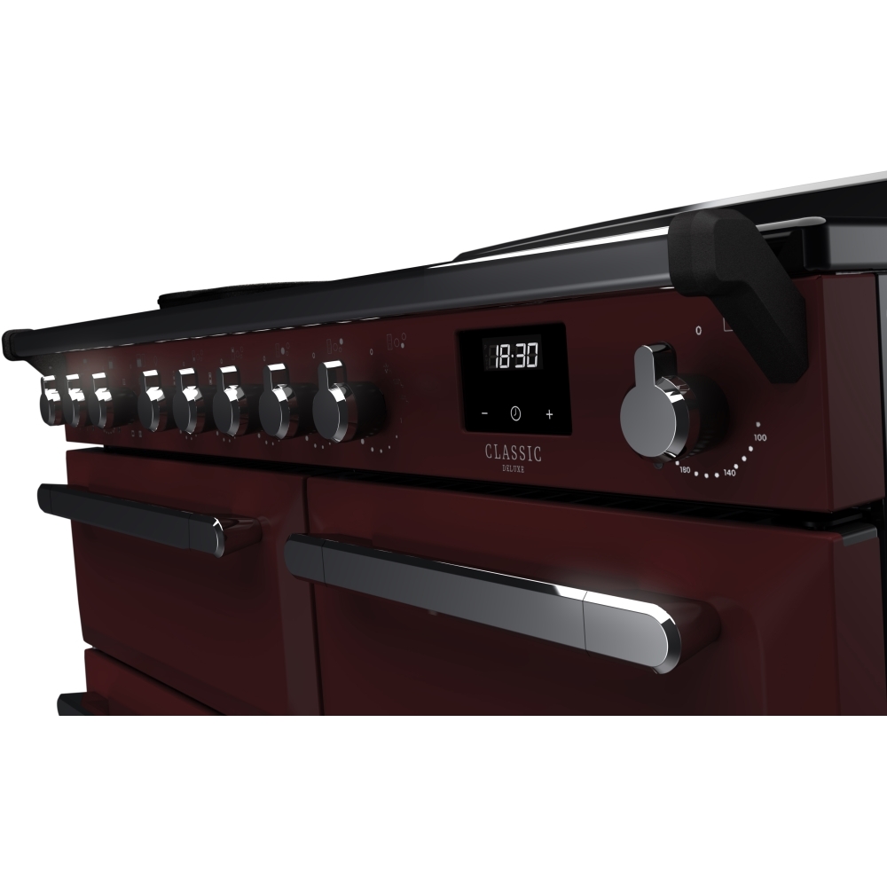 Rangemaster ESDL100EIPBOR/CM1 100cm Induction Range Cooker Estel Deluxe Bordeaux / Chrome, A Rated
