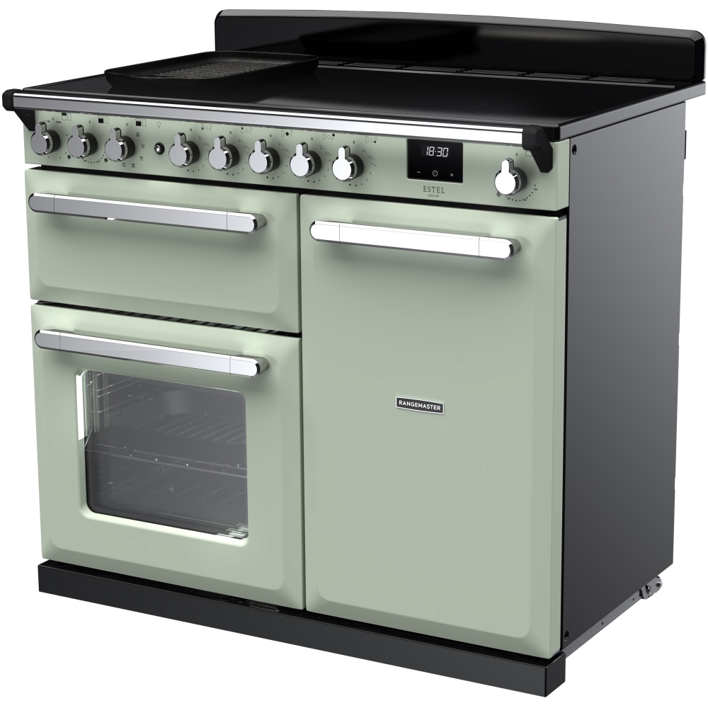 Rangemaster ESDL100EIPMNT/CM1 100cm Induction Range Cooker Estel Deluxe Mint / Chrome, A Rated