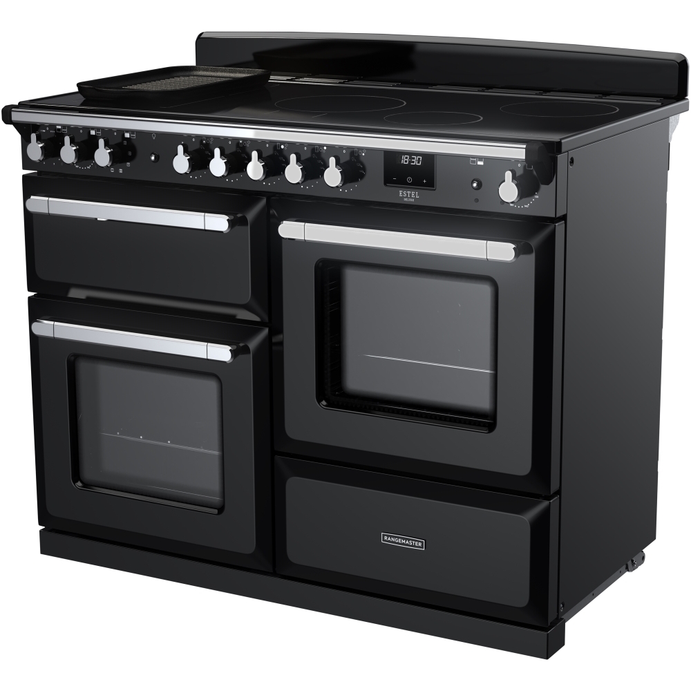 Rangemaster ESDLO110EIPGBL/CM1 110cm Induction Range Cooker Estel Deluxe Black / Chrome, A Rated