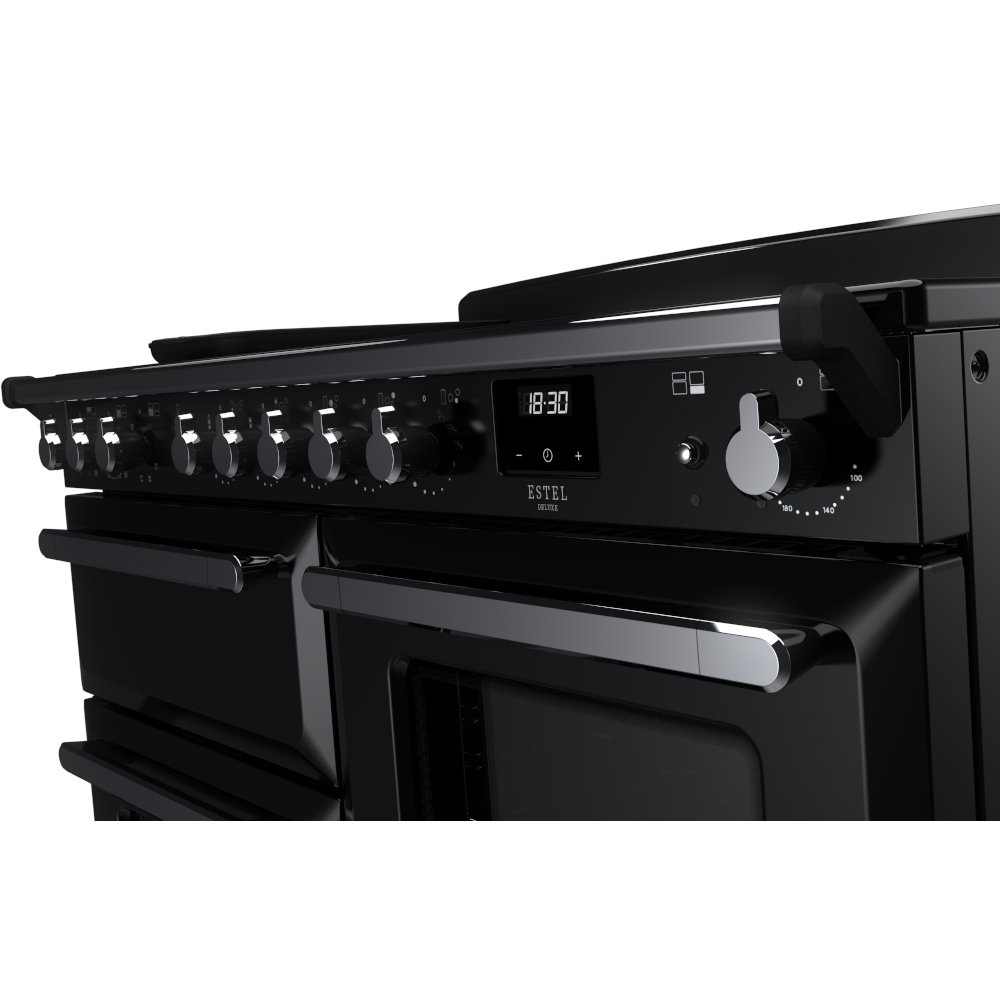 Rangemaster ESDLO110EIPGBL/CM1 110cm Induction Range Cooker Estel Deluxe Black / Chrome, A Rated
