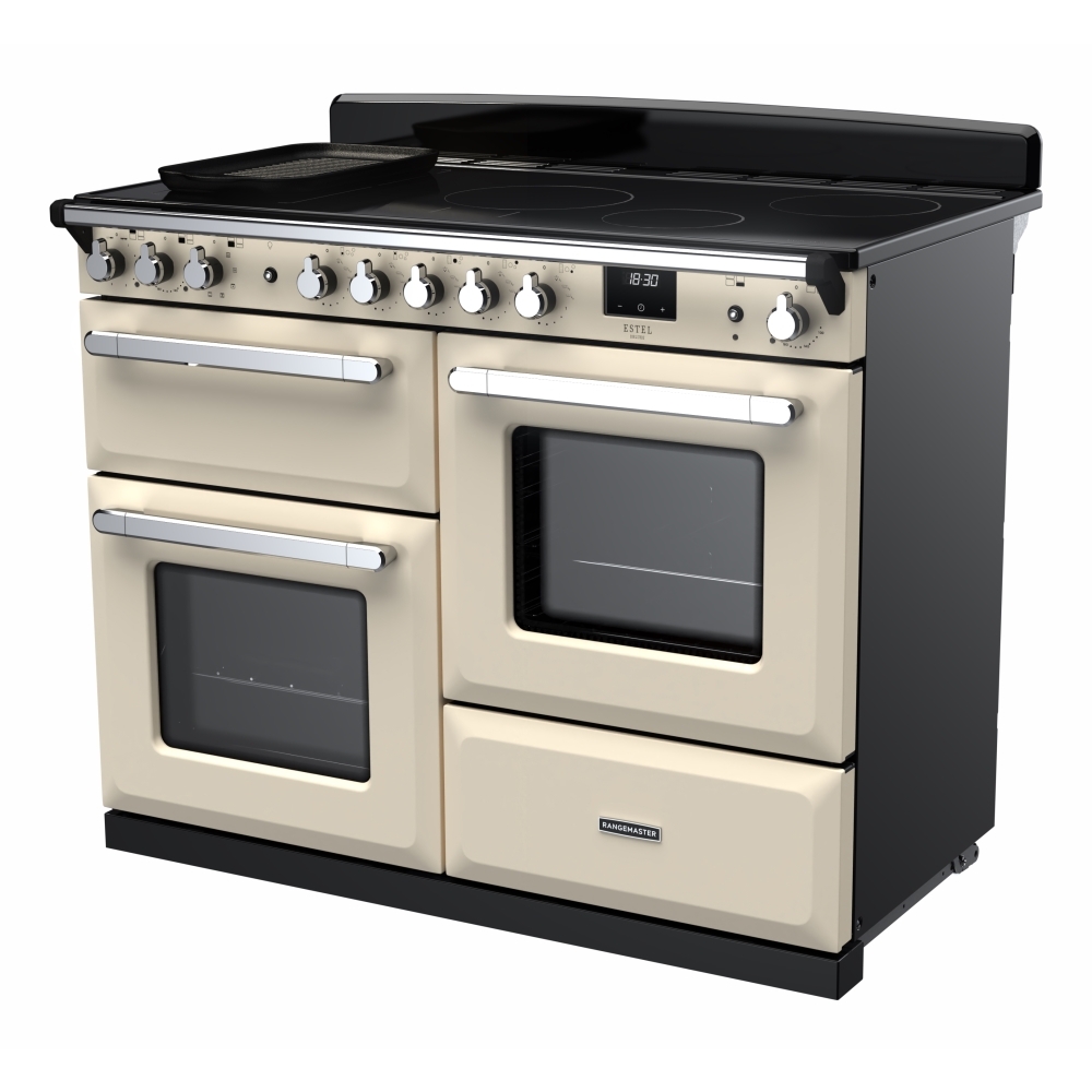 Rangemaster ESDLO110EIPPCR/CM1 110cm Induction Range Cooker Estel Deluxe Pale Cream / Chrome, A Rated