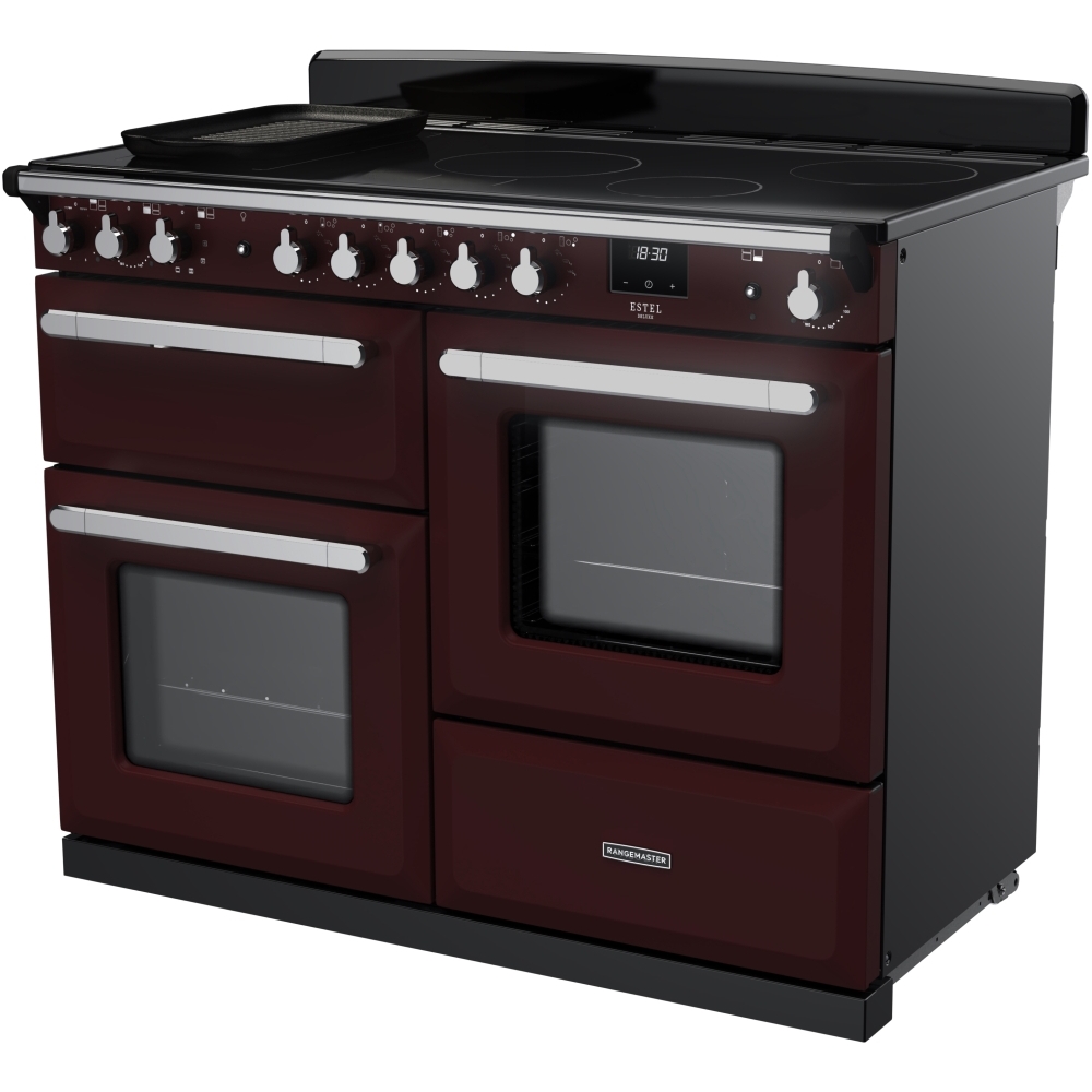 Rangemaster ESDLO110EIPBOR/CM1 110cm Induction Range Cooker Estel Deluxe Bordeaux / Chrome, A Rated