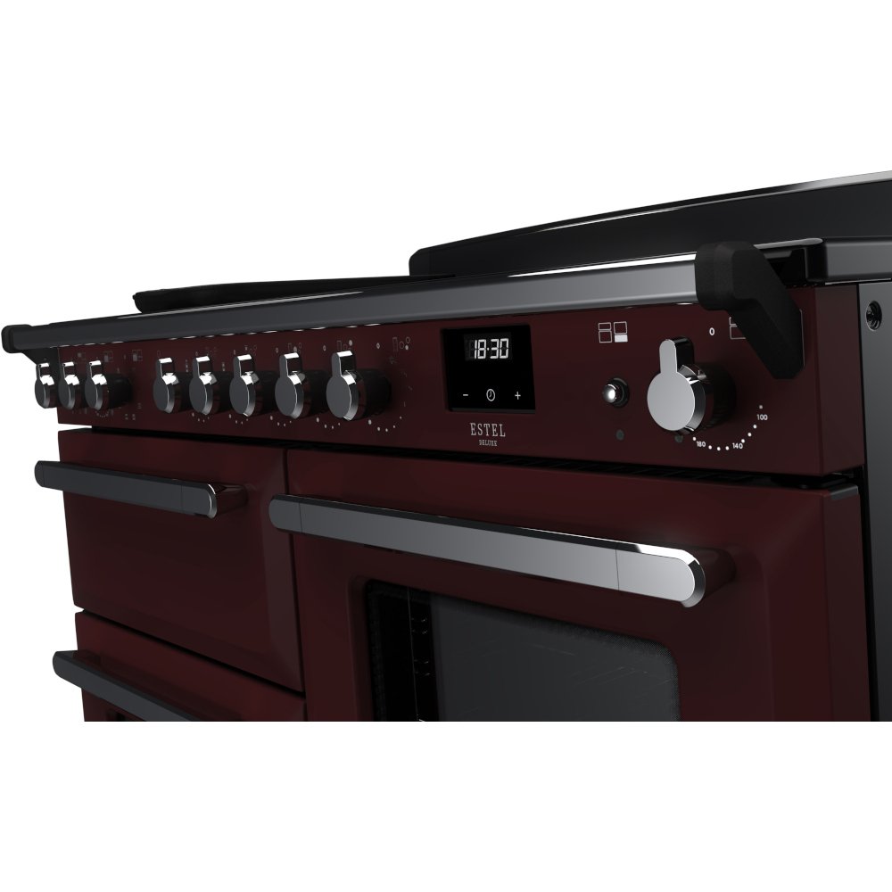 Rangemaster ESDLO110EIPBOR/CM1 110cm Induction Range Cooker Estel Deluxe Bordeaux / Chrome, A Rated
