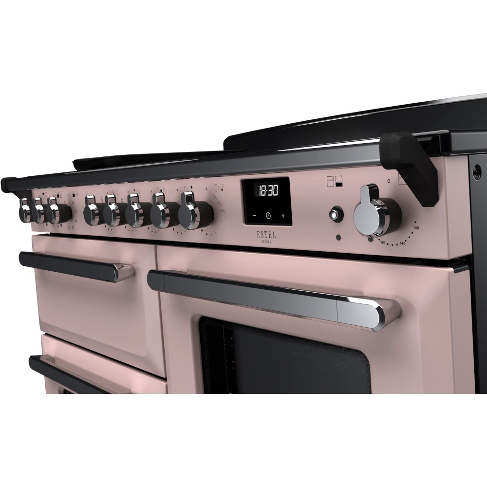 Rangemaster ESDLO110EIPPPK/CM1 110cm Induction Range Cooker Estel Deluxe Pale Pink / Chrome, A Rated