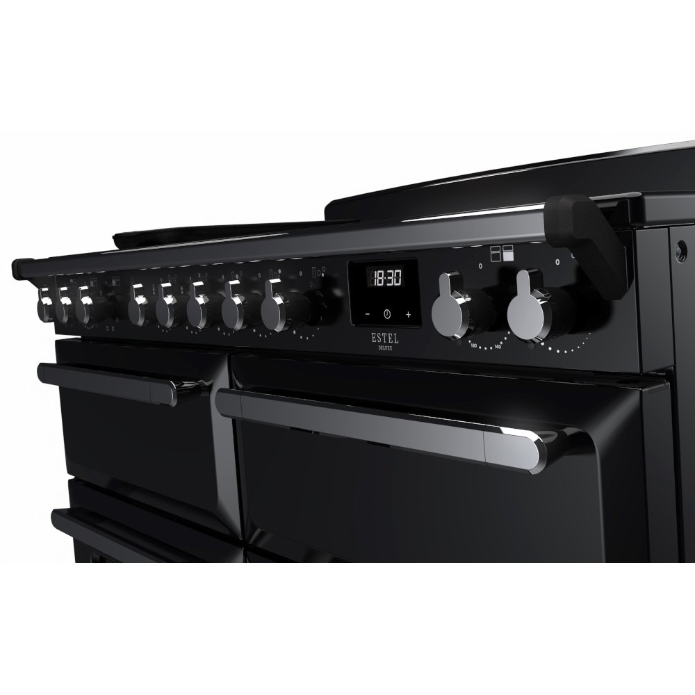 Rangemaster ESDLB110EIPGBL/CM1 110cm Induction Range Cooker Estel Deluxe Black / Chrome, A Rated
