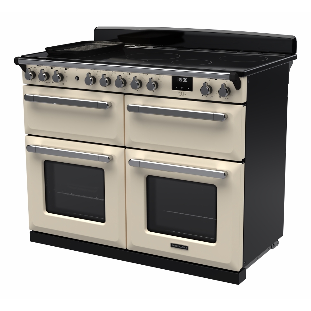 Rangemaster ESDLB110EIPPCR/CM1 110cm Induction Range Cooker Estel Deluxe Pale Cream / Chrome, A Rated