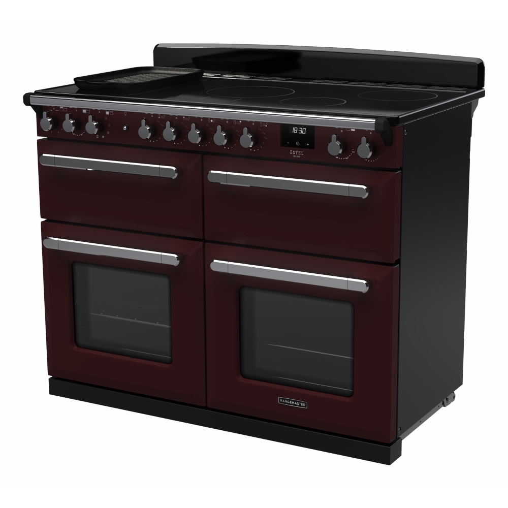 Rangemaster ESDLB110EIPBOR/CM1 110cm Induction Range Cooker Estel Deluxe Bordeaux / Chrome, A Rated
