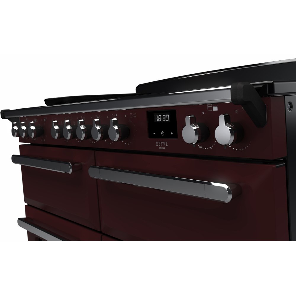 Rangemaster ESDLB110EIPBOR/CM1 110cm Induction Range Cooker Estel Deluxe Bordeaux / Chrome, A Rated