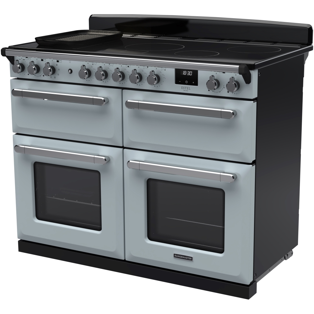 Rangemaster ESDLB110EIPMSB/CM1 110cm Induction Range Cooker Estel Deluxe Misty Blue / Chrome, A Rated