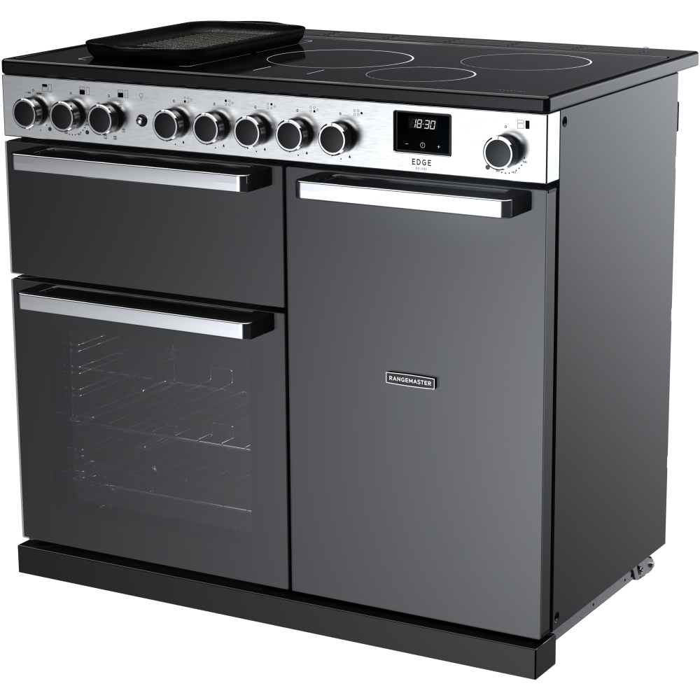 Rangemaster EDDL100EIGBLK/CM1 100cm Induction Range Cooker Edge Deluxe Black Glass / Chrome, A Rated