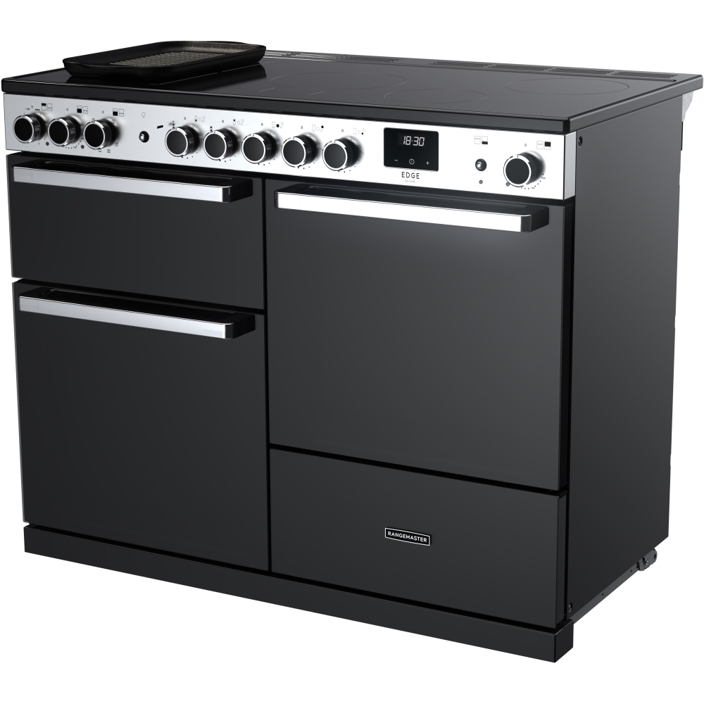 Rangemaster EDDLO110EIGBLK/CM1 110cm Induction Range Cooker Edge Deluxe Black Glass / Chrome, A Rated