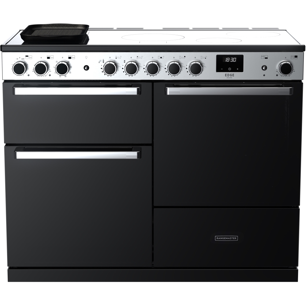 Rangemaster EDDLO110EIGBLK/CM1 110cm Induction Range Cooker Edge Deluxe Black Glass / Chrome, A Rated