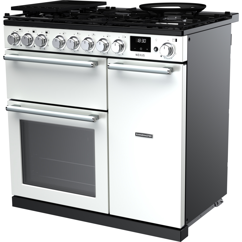 Rangemaster NEX90DFPWHT/CM1 90cm Dual Fuel Range Cooker