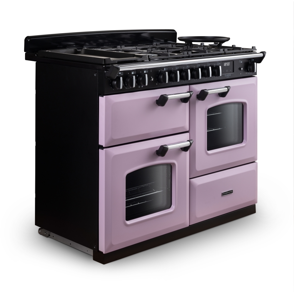 Rangemaster CLDLO110DFPHTH/CM1 110cm Dual Fuel Range Cooker Classic Deluxe Heather / Chrome, A Rated
