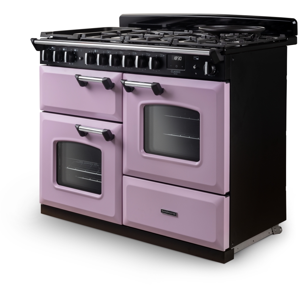 Rangemaster CLDLO110DFPHTH/CM1 110cm Dual Fuel Range Cooker Classic Deluxe Heather / Chrome, A Rated
