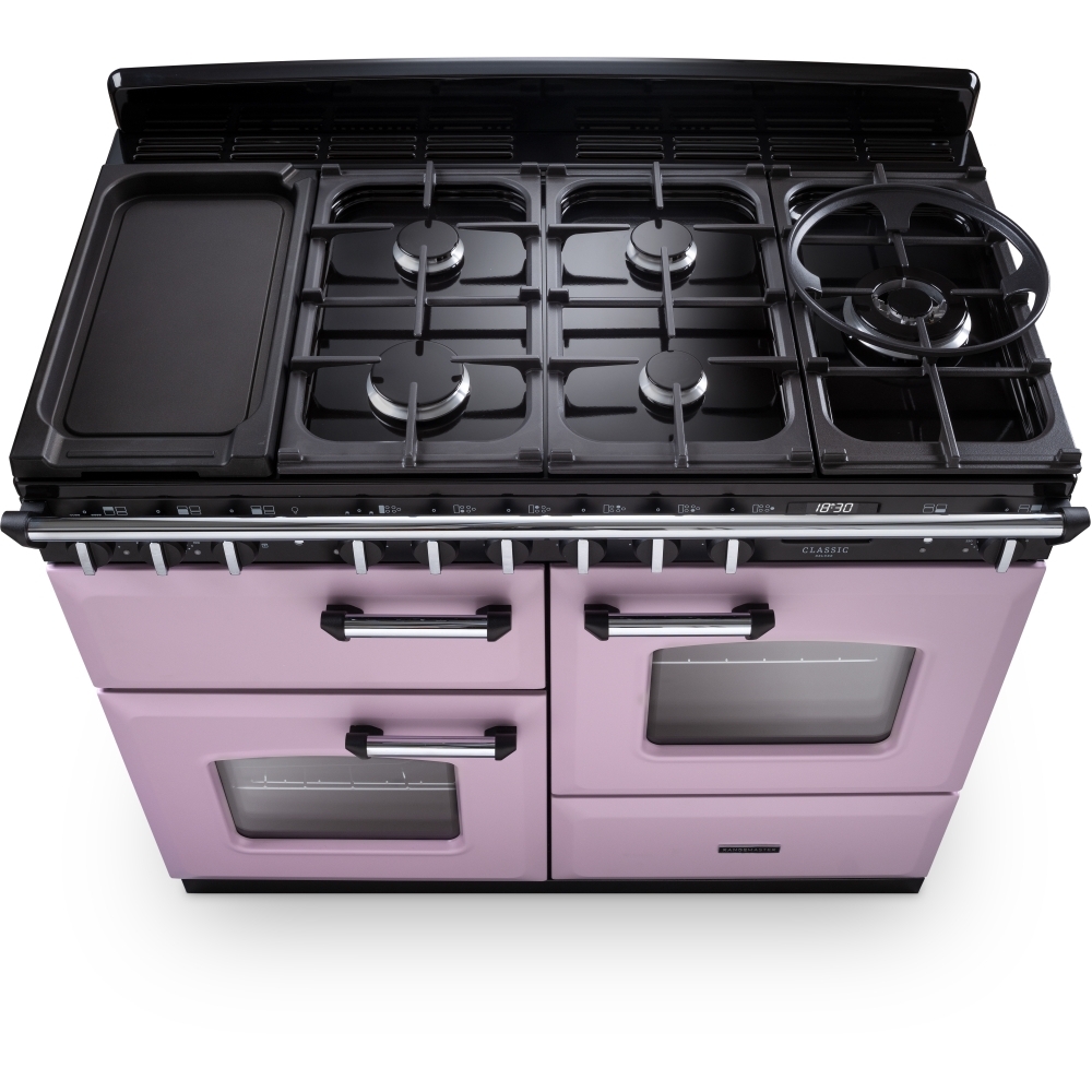 Rangemaster CLDLO110DFPHTH/CM1 110cm Dual Fuel Range Cooker Classic Deluxe Heather / Chrome, A Rated