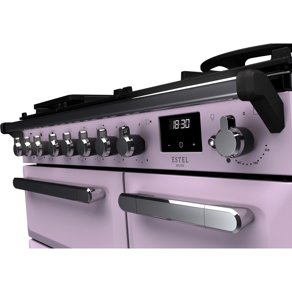 Rangemaster ESDL90DFPHTH/CM1 90cm Dual Fuel Range Cooker Estel Deluxe Heather / Chrome, A Rated