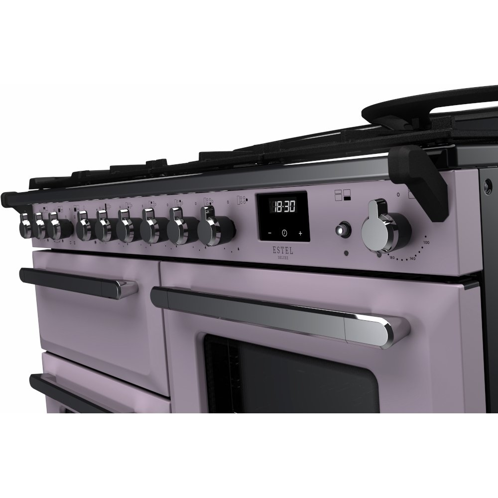 Rangemaster ESDLO110DFPHTH/CM1 110cm Dual Fuel Range Cooker Estel Deluxe Heather / Chrome, A Rated