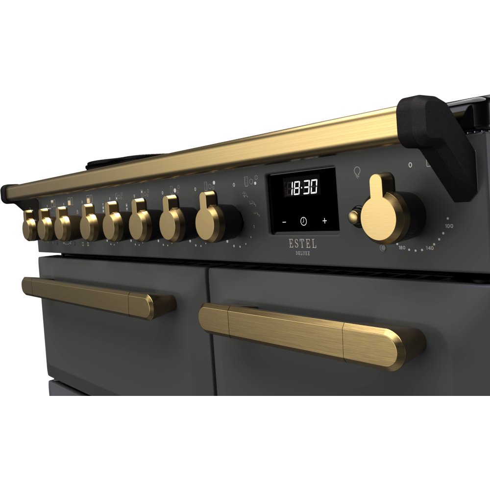 Rangemaster ESDL90EIPSLT/AB1 90cm Induction Range Cooker Estel Deluxe Slate / Antique Brass, A Rated