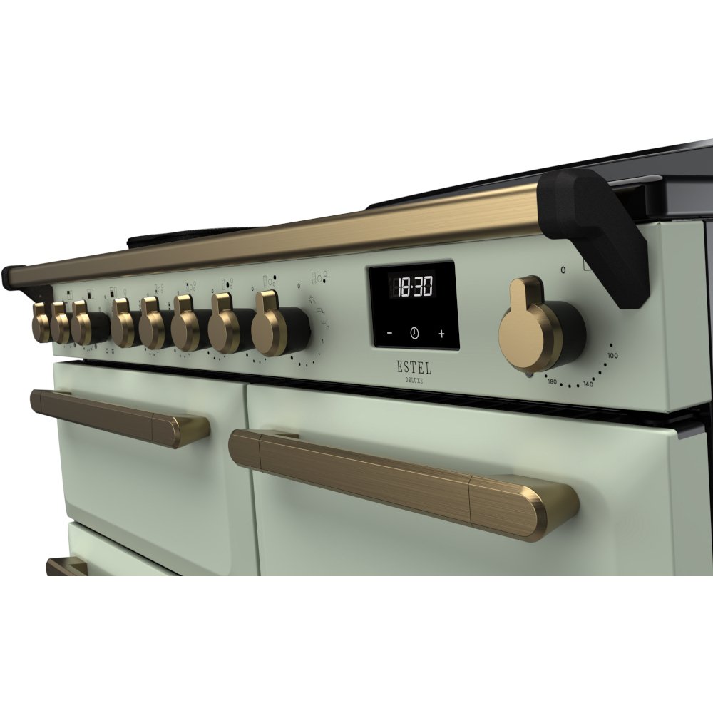 Rangemaster ESDL100EIPMNT/AB1 100cm Induction Range Cooker Estel Deluxe Mint / Antique Brass, A Rated